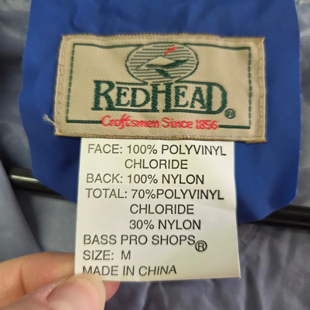 Red‎ Head Rain Jacket Blue Medium Vintage Hooded Waterproof Bass Pro Shops Mens